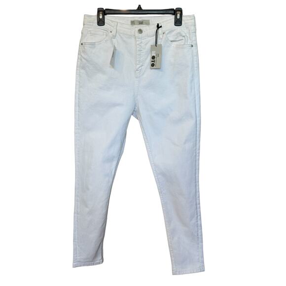 TOPSHOP ( Nordst**m) White Moto Jamie High Waist Ankle Grazer Jeans Size 34 - Picture 1 of 8